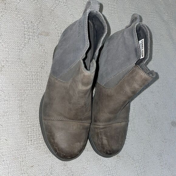 Sorel Women’s Ankle Boots Size 5 M Gray Leather Hiking Rugged - Picture 4 of 12